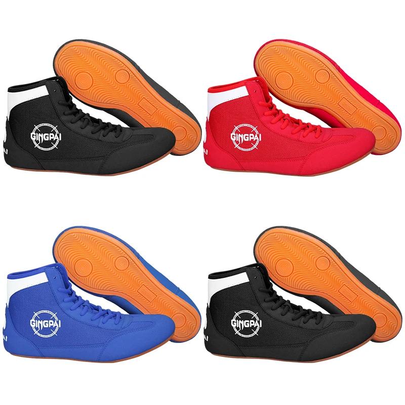 Chaussures de boxe montantes pour hommes et enfants, entraînement au combat Sanda, chaussures Worces