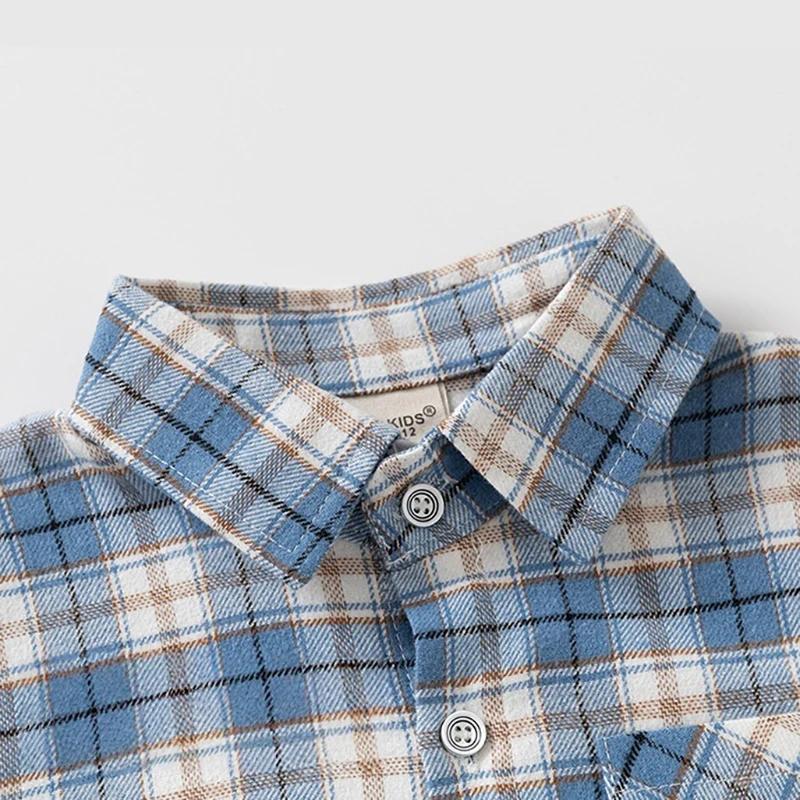 Printemps automne enfants Plaid à manches longues chemise Style coréen garçons filles ample surdimen