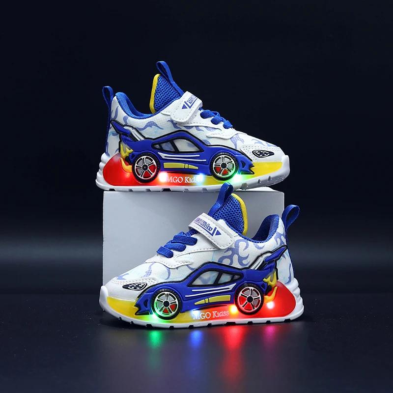 Mgo Kids printemps et automne nouvelles chaussures de sport pour garçons en forme de voiture chaussu