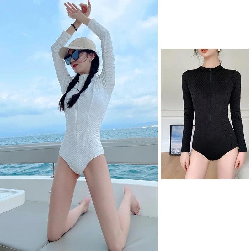 Maillot de bain une pièce UPF50+ manches longues - Protection maximale pour sports aquatiques