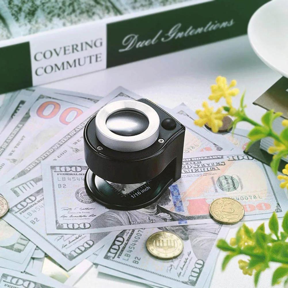 Loupe optique double couche 60X, Loupe portative à lumière UV 395nm, Loupe de lecture pour l'inspect
