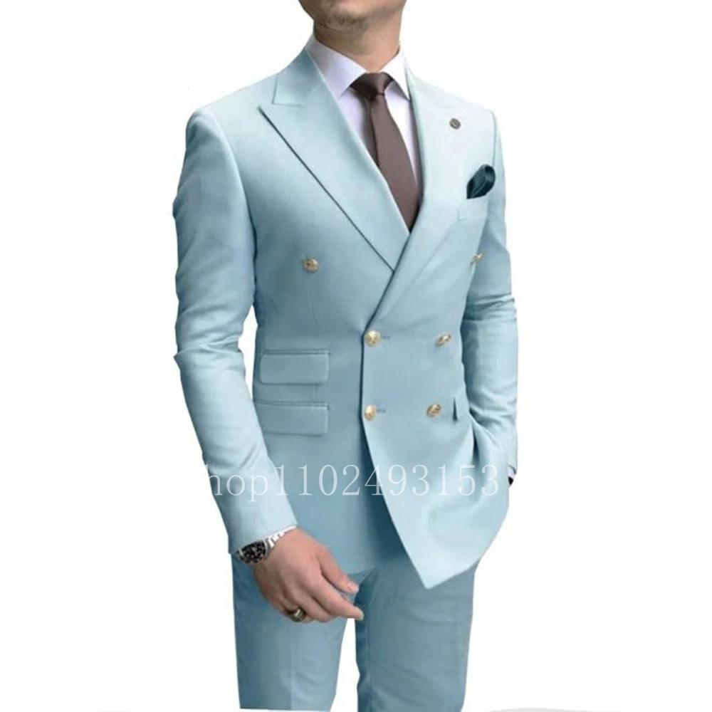 Costume de mariage pour Homme, 2 pièces, blanc, Slim Fit, élégant, Double boutonnage, formel, nouvel
