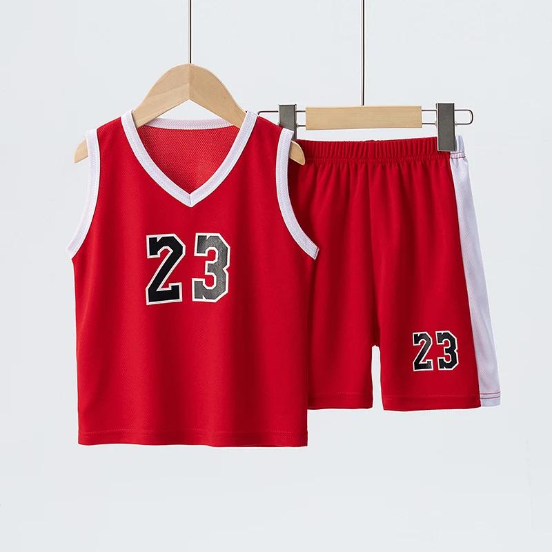 Ensemble de sport 2 pièces à séchage rapide pour enfants, basket-ball, Football, course à pied, haut