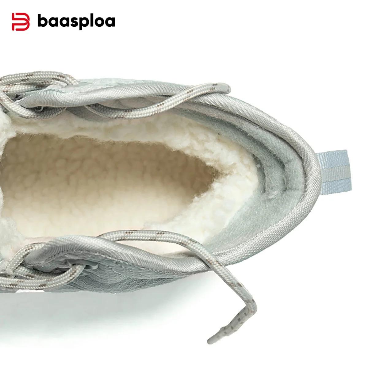 Bottes neige femmes peluche imperméables Baasploa - Chaussures marche hiver lacets décontractées