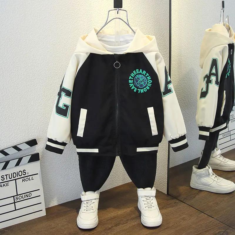 Mode garçons couleur bloc veste de Baseball 2025 printemps automne bébé fille lettre imprimer décont