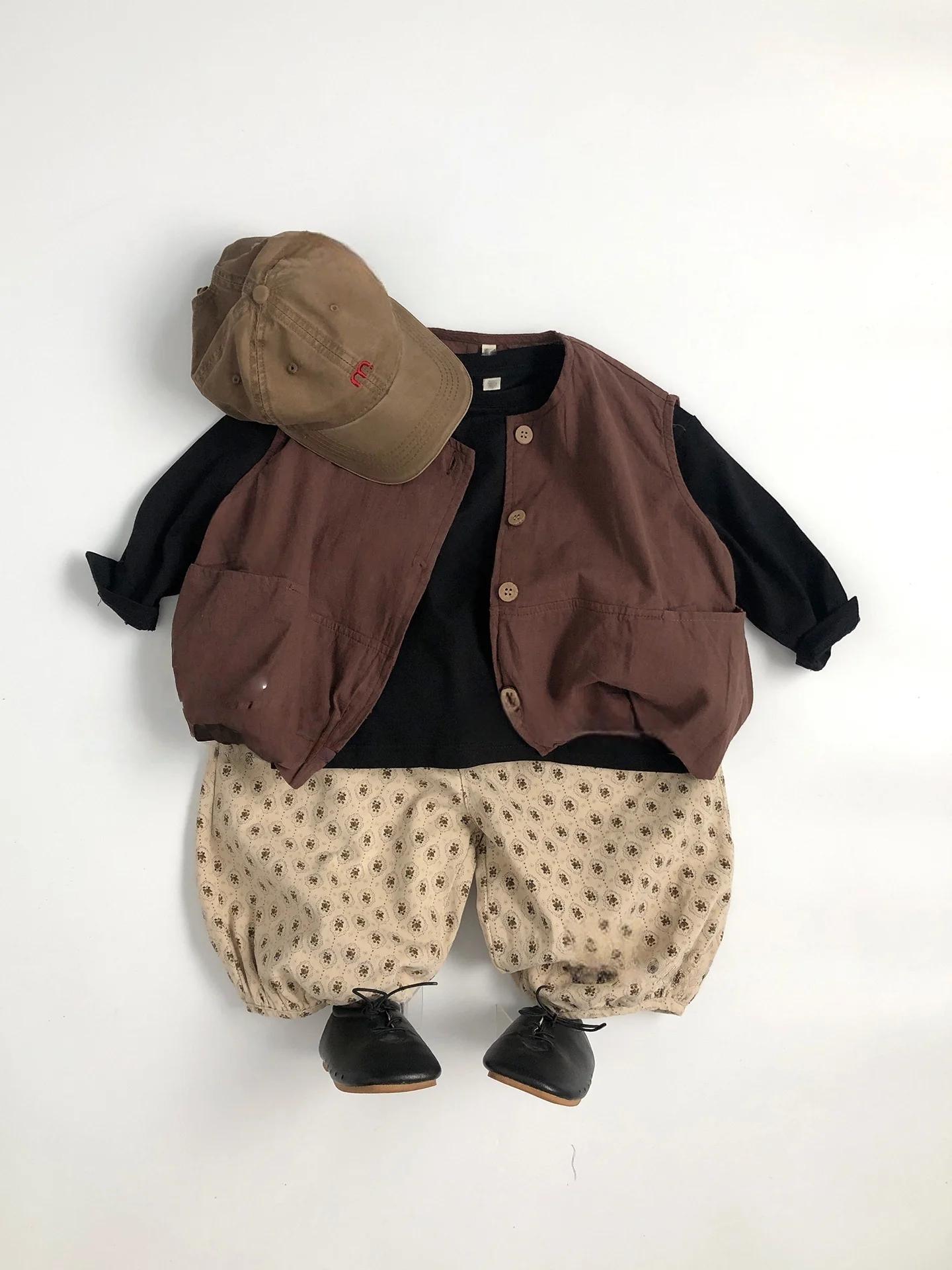 T-Shirt à manches longues en coton pour enfants de 2 à 7 ans, chemise basique ample, vêtements corée
