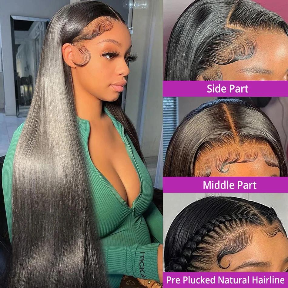 Sophia-Perruque Lace Front Wig sans colle naturelle, cheveux lisses, 13x6, 13x4, HD, 5x5, 6 tage, pr