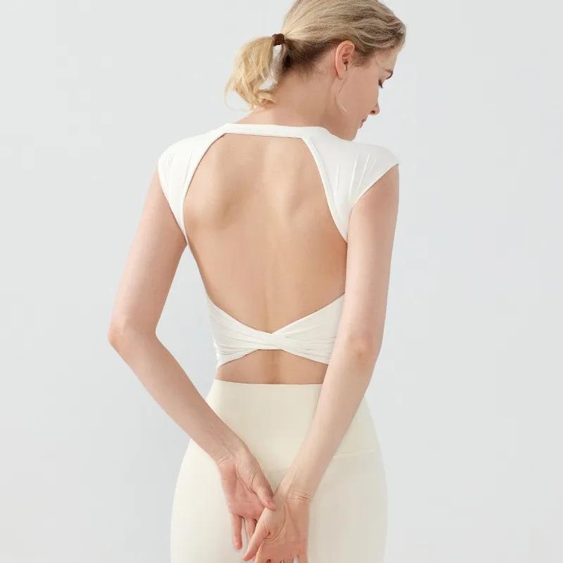 Soutien-gorge de sport push-up pour femmes, t-shirts sexy, beauté du dos, fitness, yoga, vêtements d