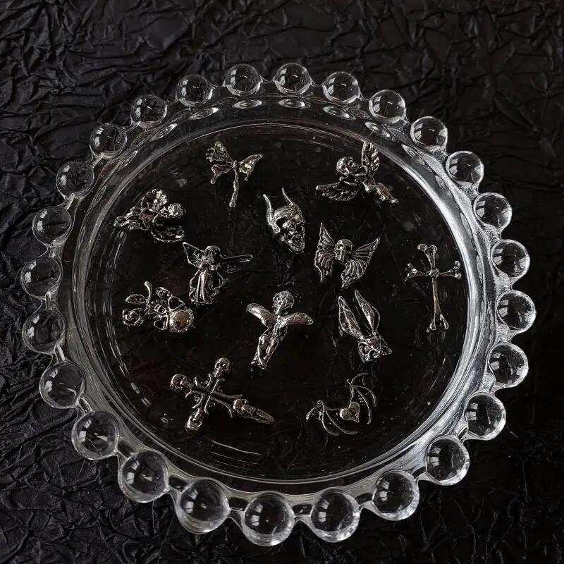 Breloques gothiques pour Nail Art, Style Punk, alliage d'argent Antique, accessoires de croix cathol