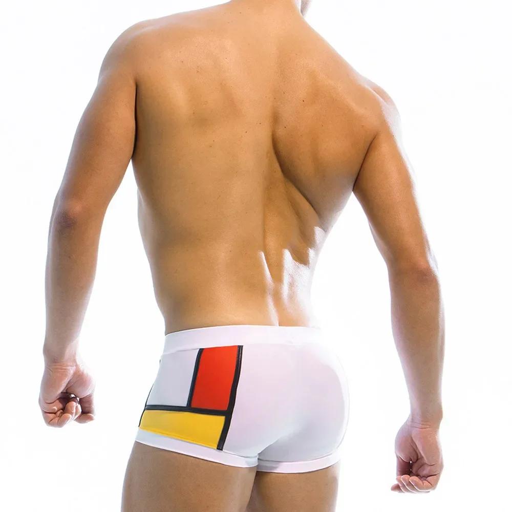Maillots de bain pour hommes, slip de bain, Boxer, bloc de couleurs, short de Surf, short à jambes c
