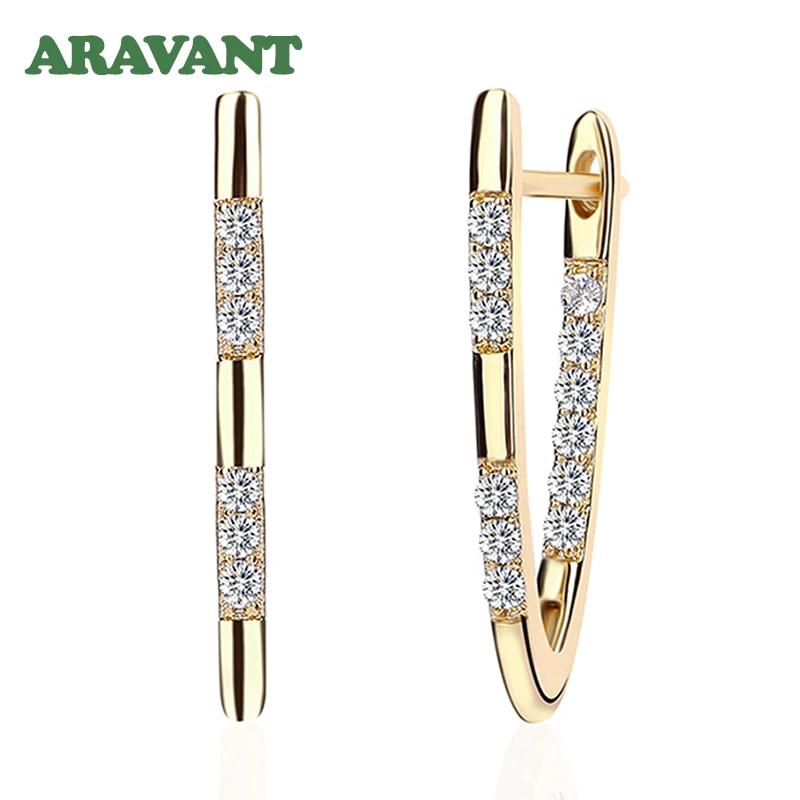 Aravant 925 argent 18K or cubique zircone boucles d'oreilles pour les femmes bijoux de mode