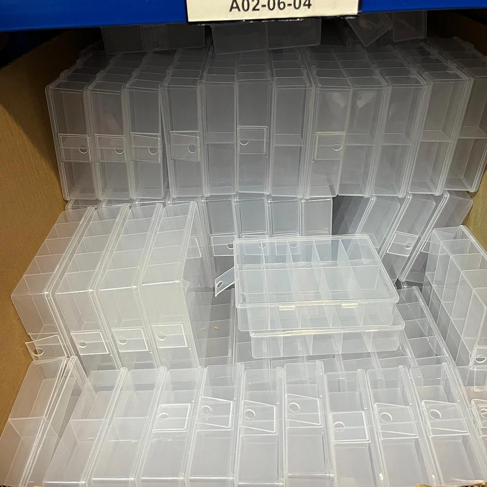 Boîte de rangement transparente vide pour feuilles d'ongles, 10 grilles, en plastique, pour bijoux, 