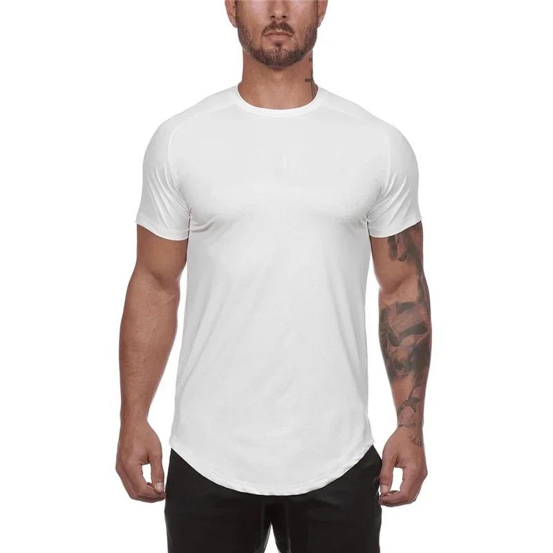 Chemises d'été à manches courtes en maille unie, séchage rapide, vêtements de gymnastique, Fitness, 