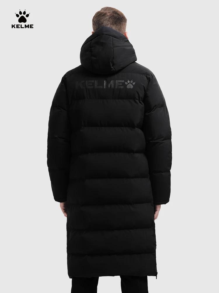 KELME hommes veste d'hiver longue entraînement sportif manteau à capuche vêtements d'extérieur chaud