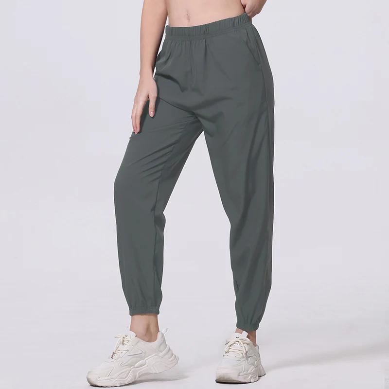 Pantalon de sport décontracté pour femmes, 1/2 pièces, avec poches noires, pour course à pied, Fitne