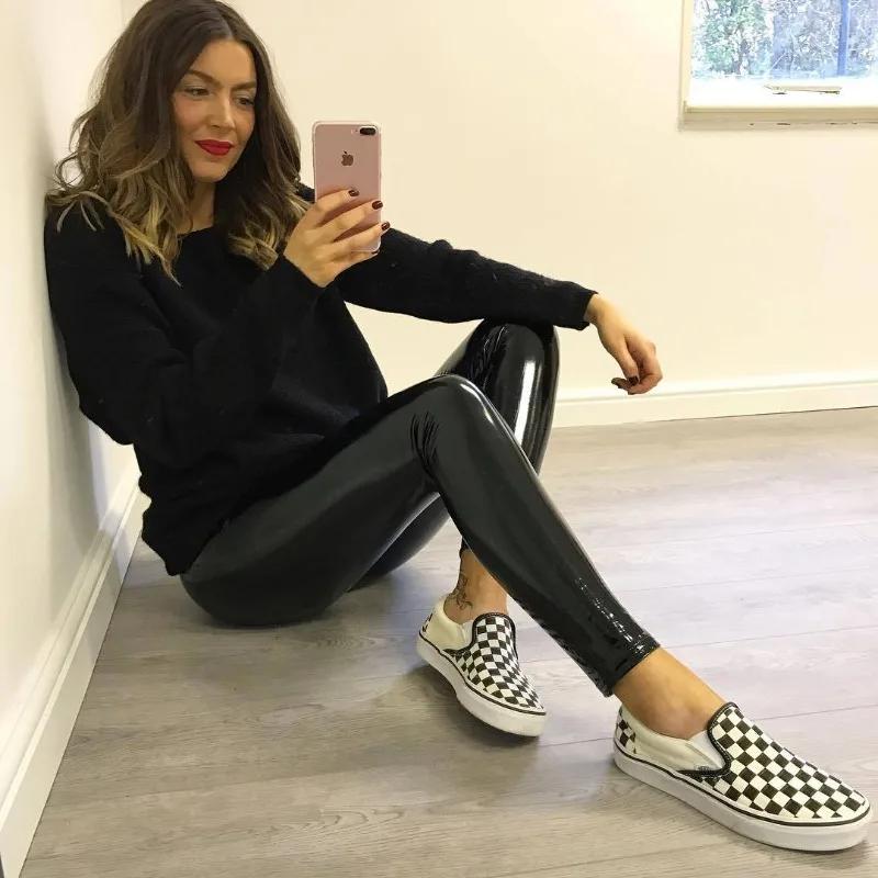 Nouveau pantalon Pu lumineux femmes noir pantalon en cuir mince Sexy hanche levage Yoga Fitness Legg