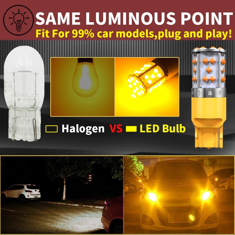 2 pièces Super lumineux T20 W21W WY21W 7440 7440NA LED clignotants ampoules Canbus sans erreur pas d