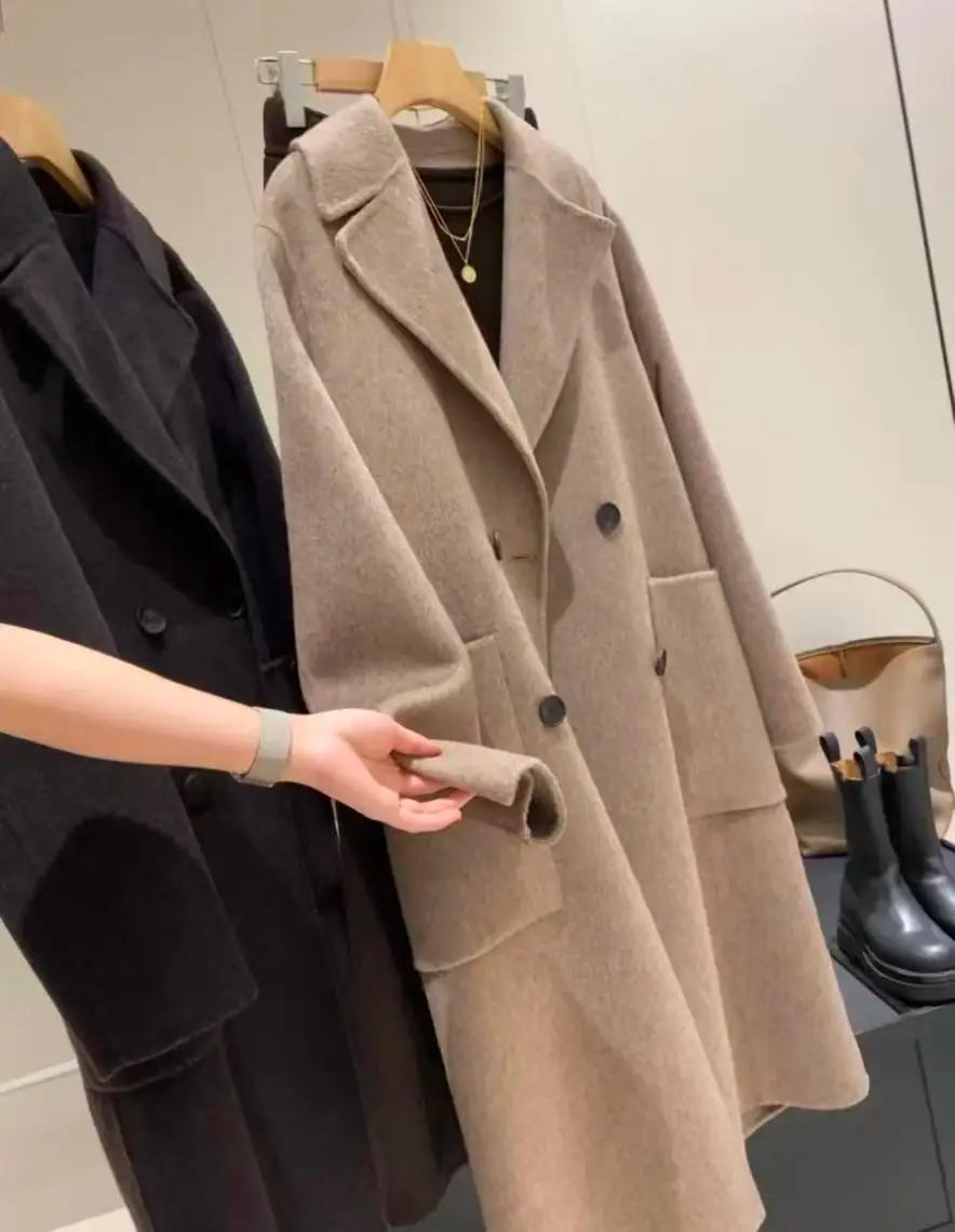 Manteau en laine ample à double boutonnage pour femme, nouveau style Original de haute qualité, 2026