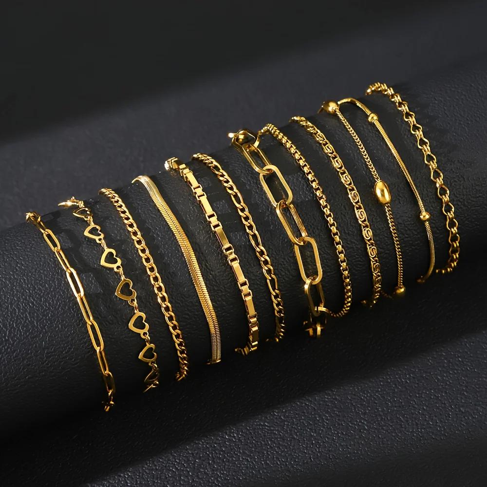 Ensemble de bracelets en acier inoxydable pour femmes, ensemble de bijoux élégant pour femmes, adapt