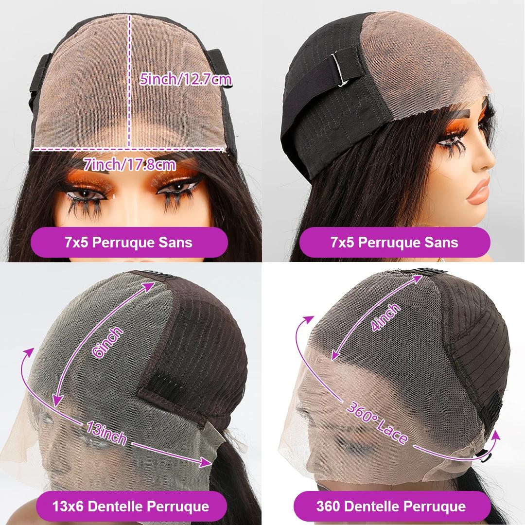 Perruque sans colle cheveux humains prête à porter deep wave brésilienne lace front bouclé HD 360 fu