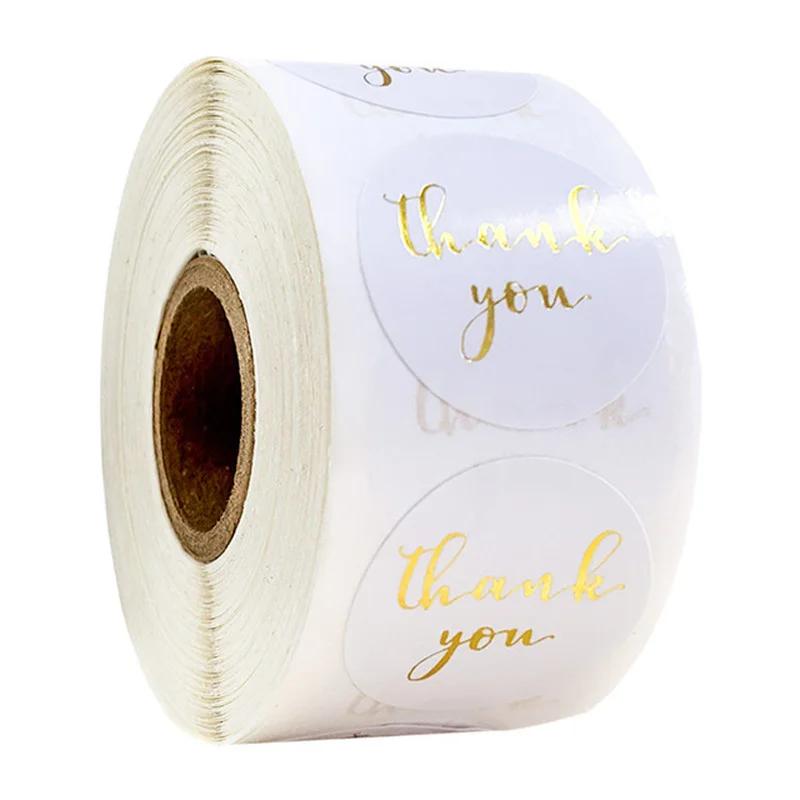 Étiquettes rondes en papier Kraft, 500 pièces, autocollant de remerciement, dragées, sac de bonbons,
