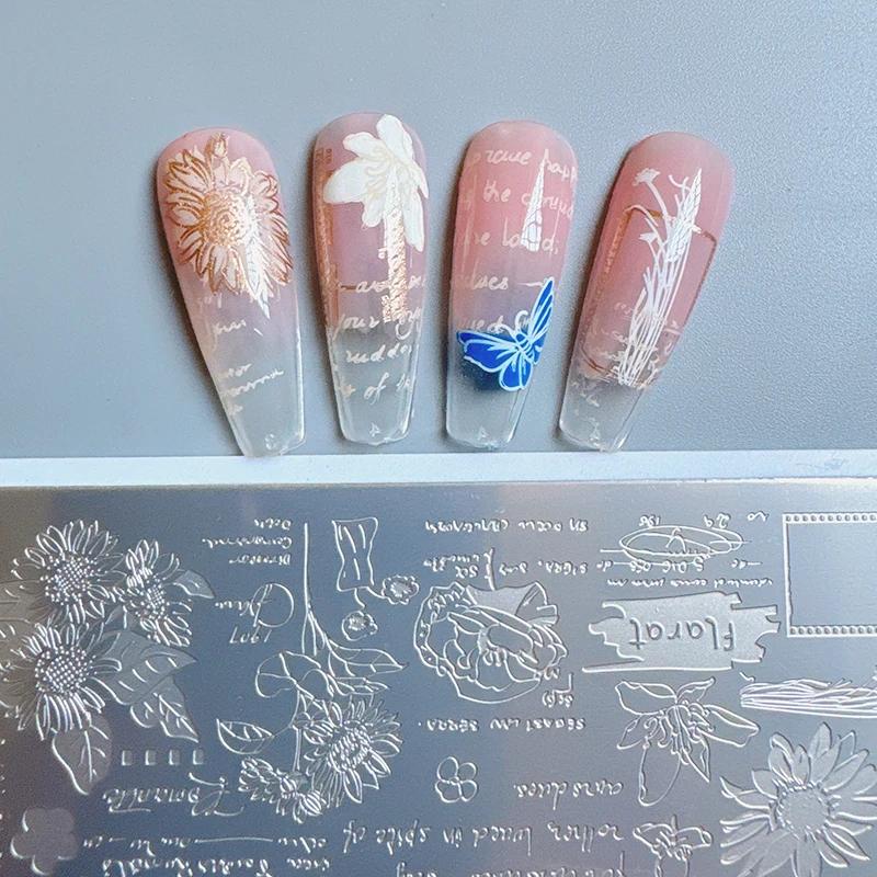 XMQ NAIL ART STAMPING PLATES LETRES Fleurs IMAGTEPLATES TEMPLATE