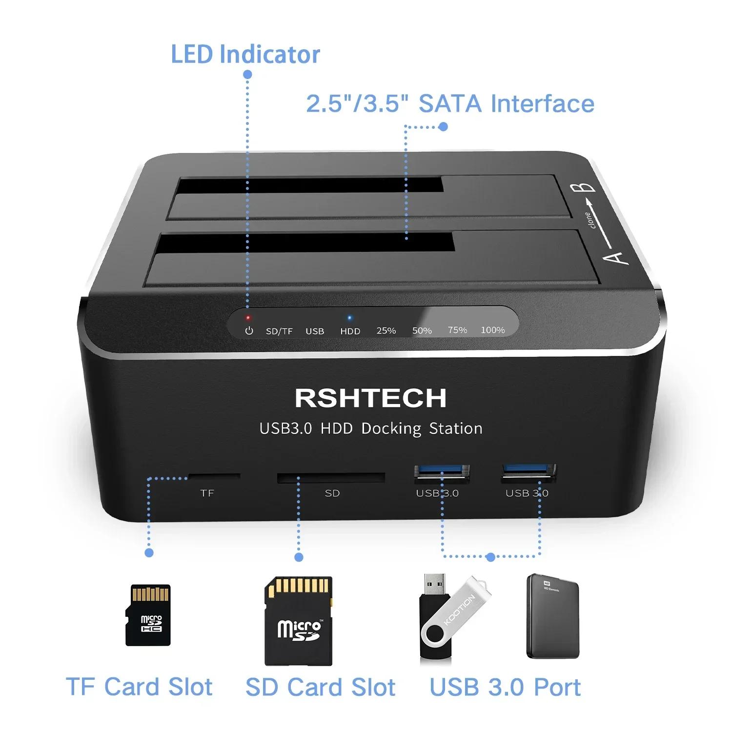RSHTacétone-Station d'accueil pour disque dur externe, USB 3.0 vers SATA, 2.5/3.5 pouces, SSD, HDD S