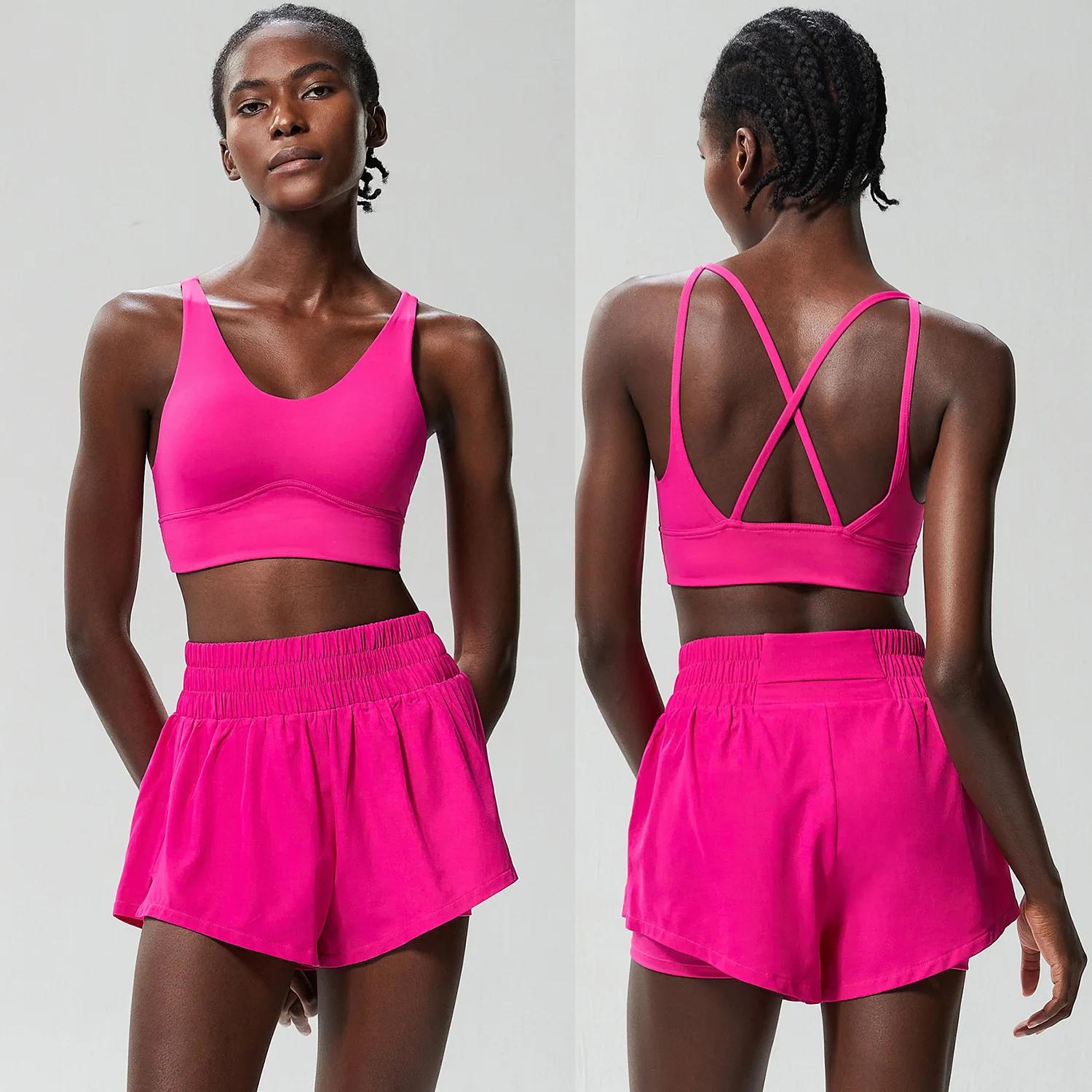 Costume de course en plein air pour femmes, vêtements de sport courts respirants à séchage rapide, e