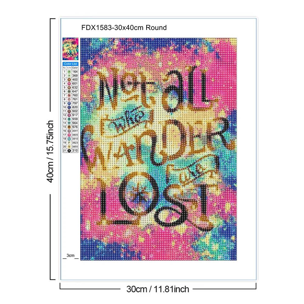 Peinture diamant thème texte coloré 5D, point de croix, Kit de broderie artistique, strass, mosaïque