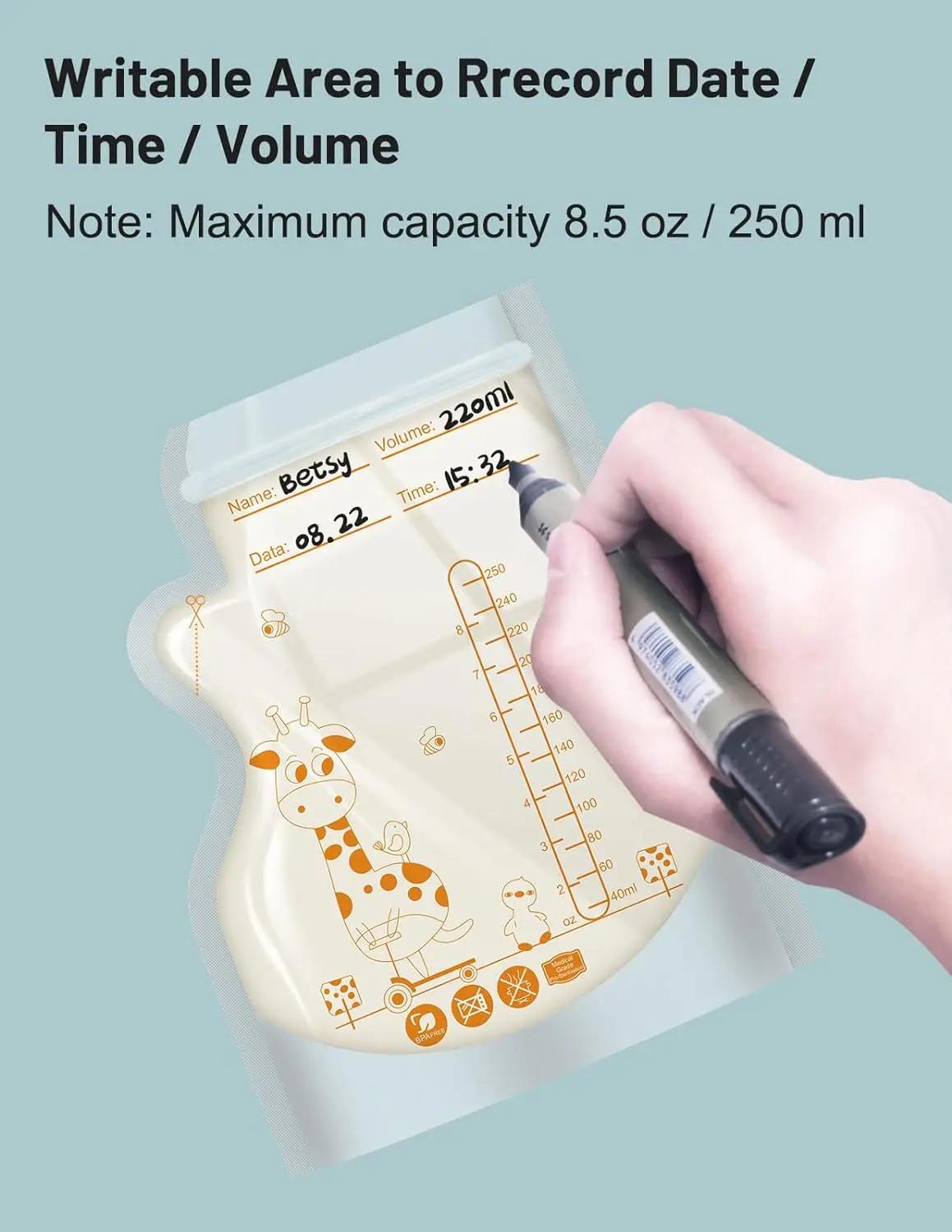 Sacs de conservation jetables pour lait maternel, 100 ou 50 paquets, capacité de 250ml, qualité hosp