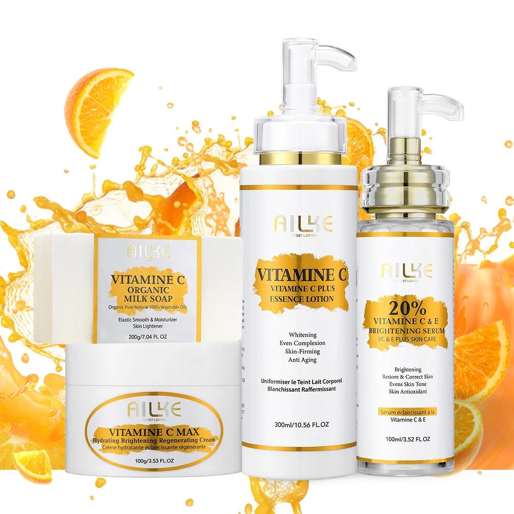 AILKE-Kit de soins de la peau à la vitamine C, crème éclaircissante pour le corps, sérum éclaircissa