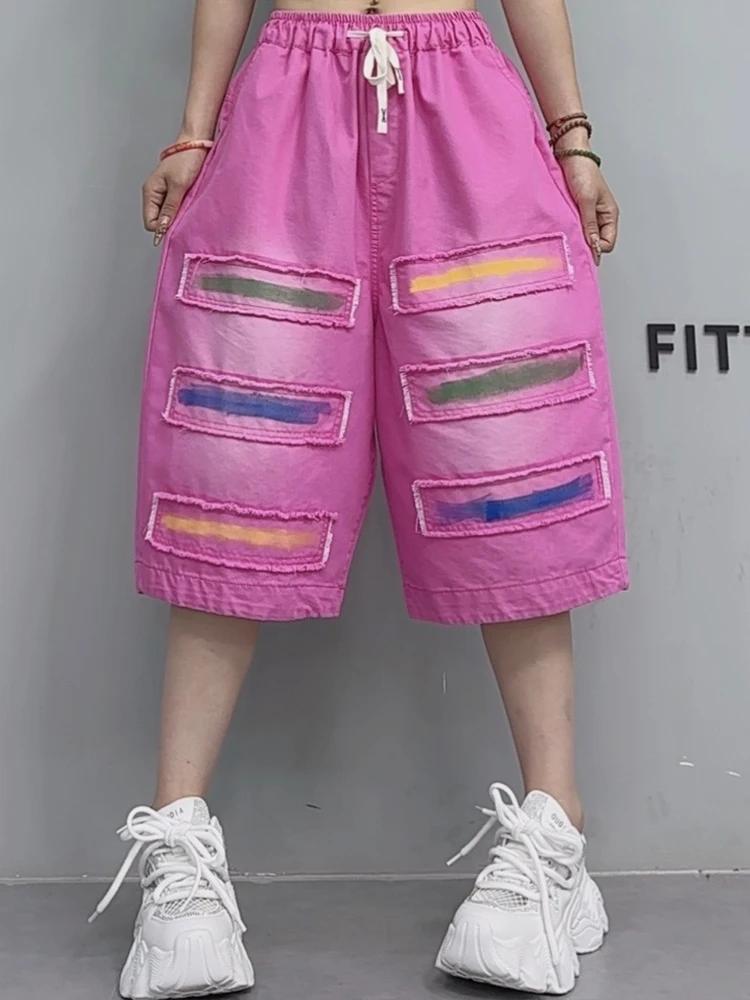 AmaxluluE été mode blanc Denim Shorts femmes ample Vintage jean dames décontracté Patchwork Pantalon
