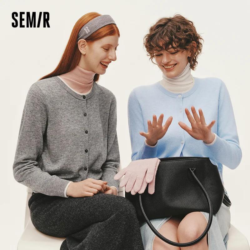 Semir tricoté pull coupe ajustée brodé pull femmes 2025 hiver Style court col rond haut superposé