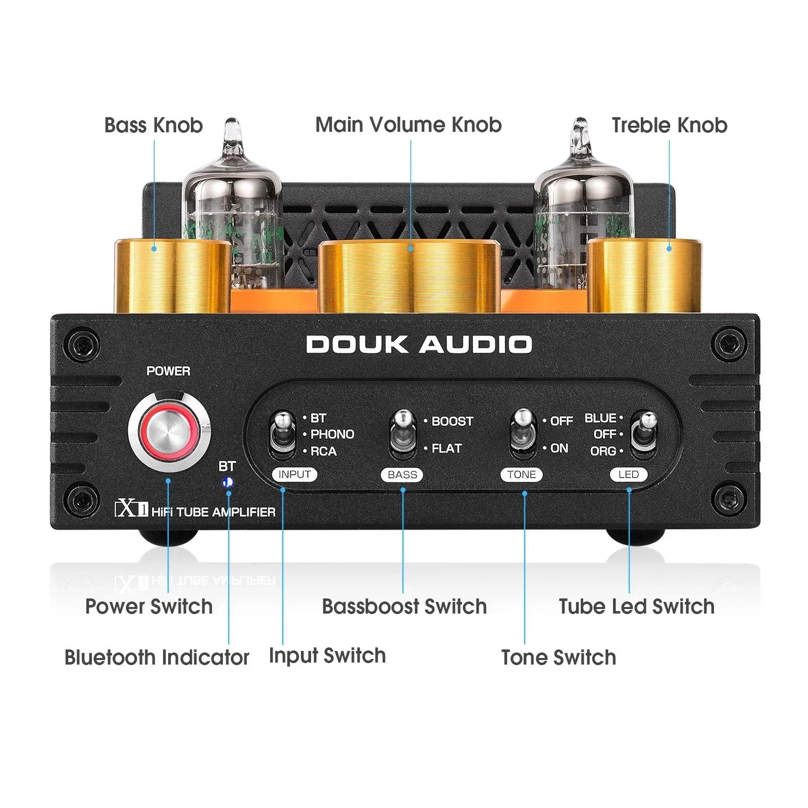 Douk Audio X1 HiFi JAN5725 amplificateur à Tube sous vide Bluetooth5.0 récepteur MM amplificateur Ph