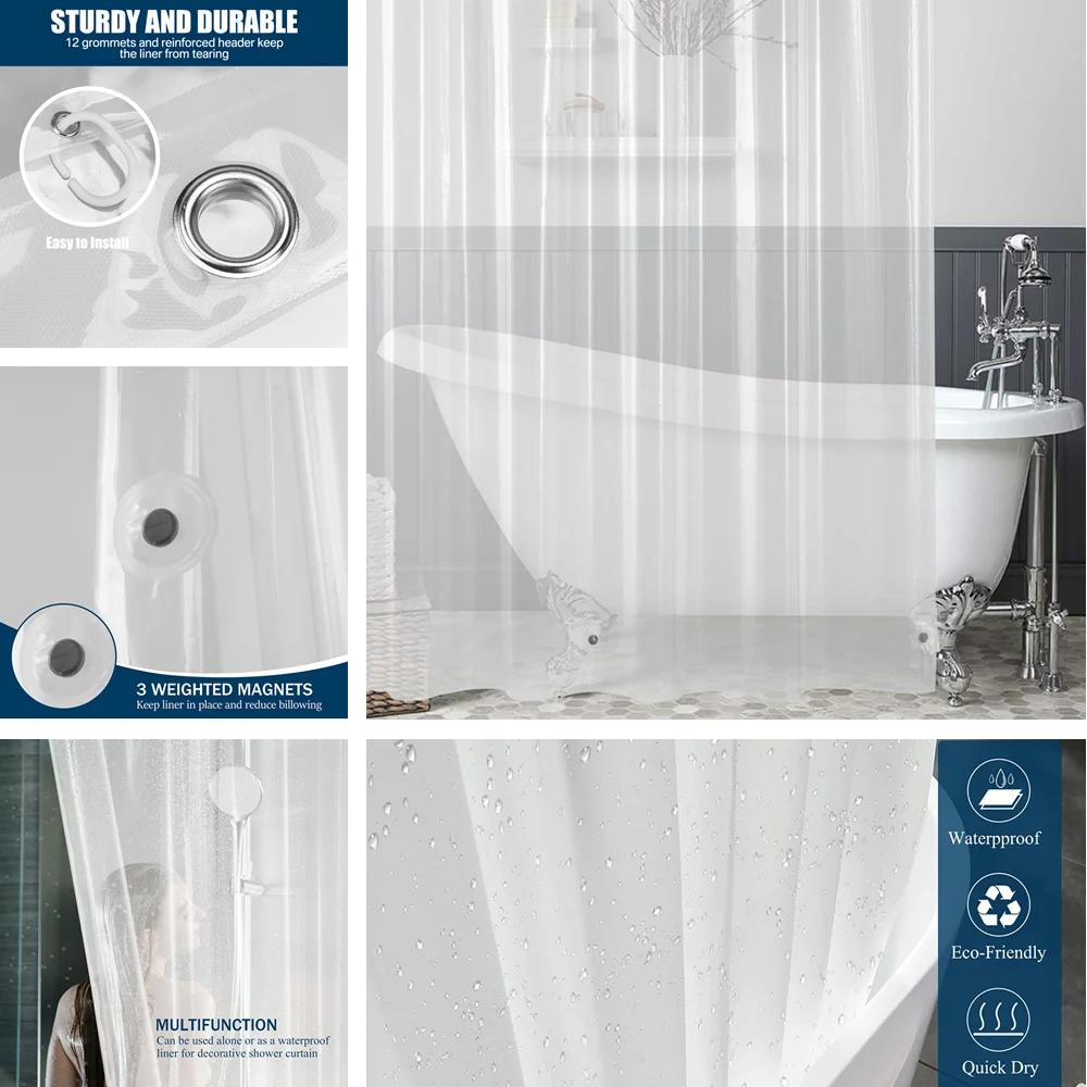 Rideau de douche PEVA, rideaux de bain transparents en plastique imperméable, rideaux de salle de ba