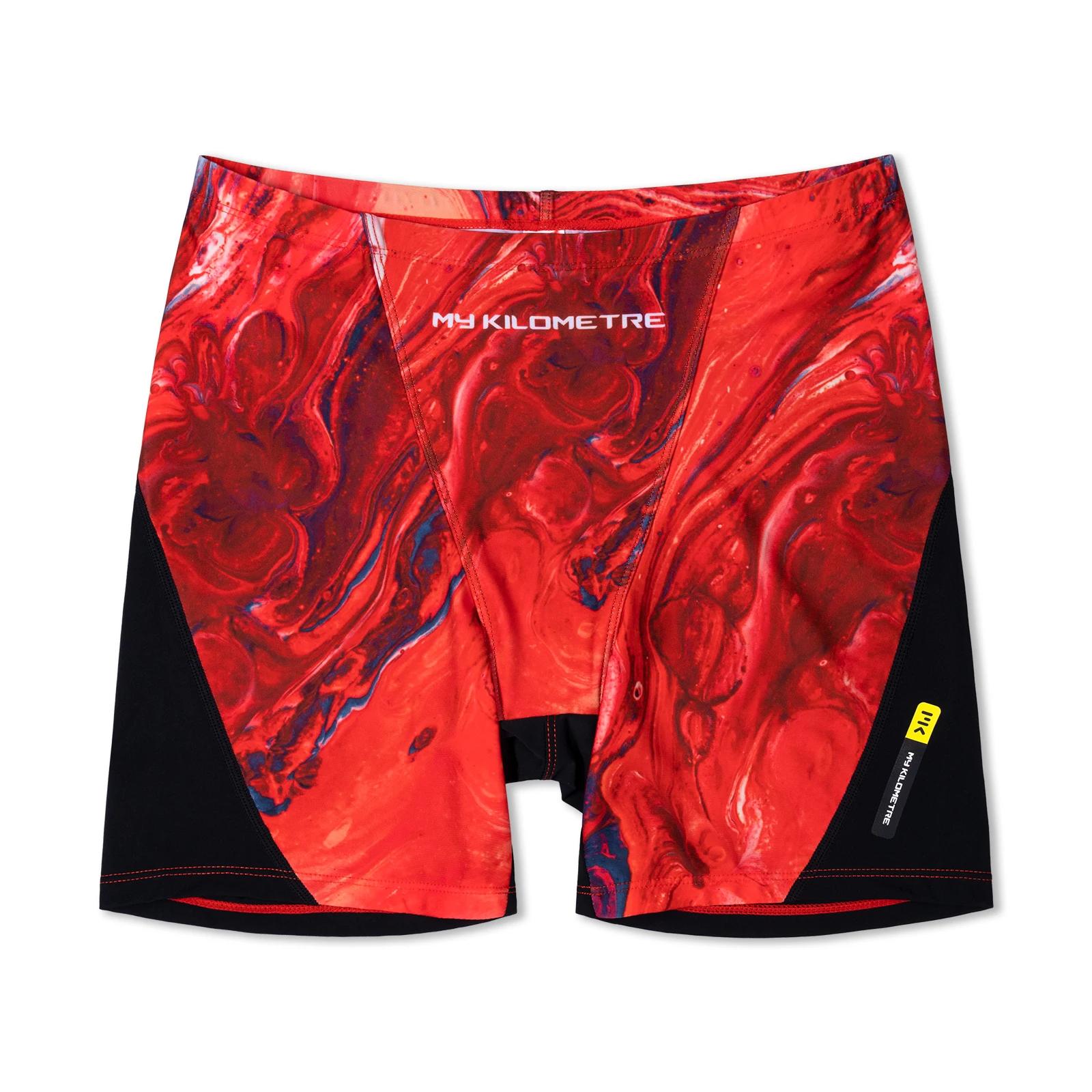 MY KILOMETRE Pour des hommes jambe carrée athlétique Jammers de natation Rouge lave Durable Formatio