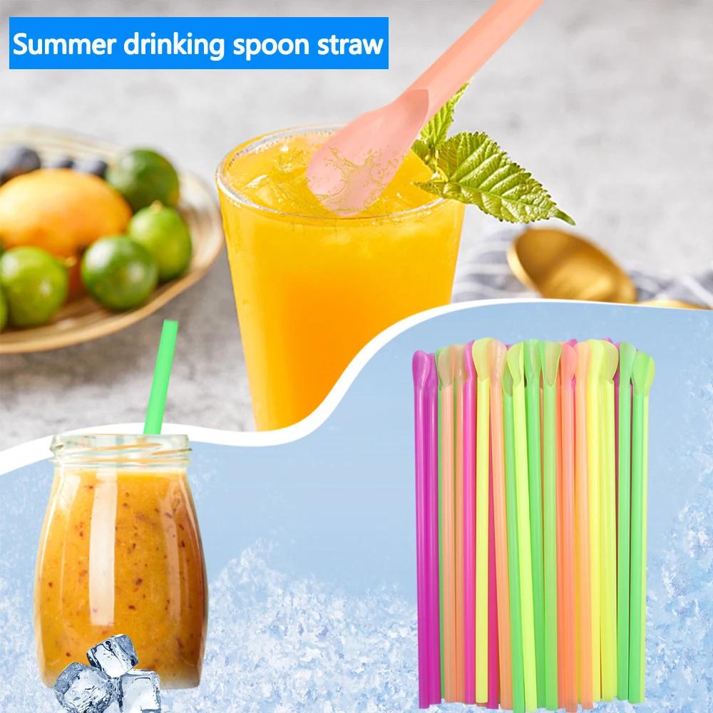 Pailles en Forme de Cuillère pour Boire Milkshake, Fournitures de ixd'Anniversaire, pour Bar, Vente 