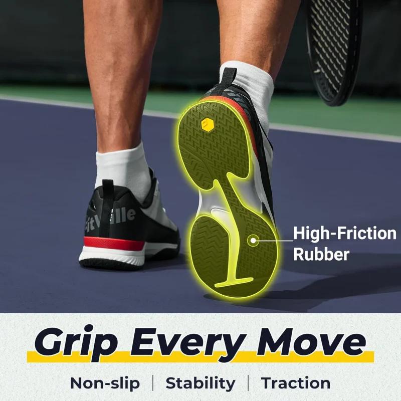 FitVille chaussures de Tennis larges pour hommes chaussures de Pickleball léger respirant toutes les