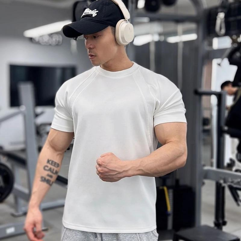 Haute qualité automne hommes à manches longues T-shirt mode sport col rond fitness course maille res