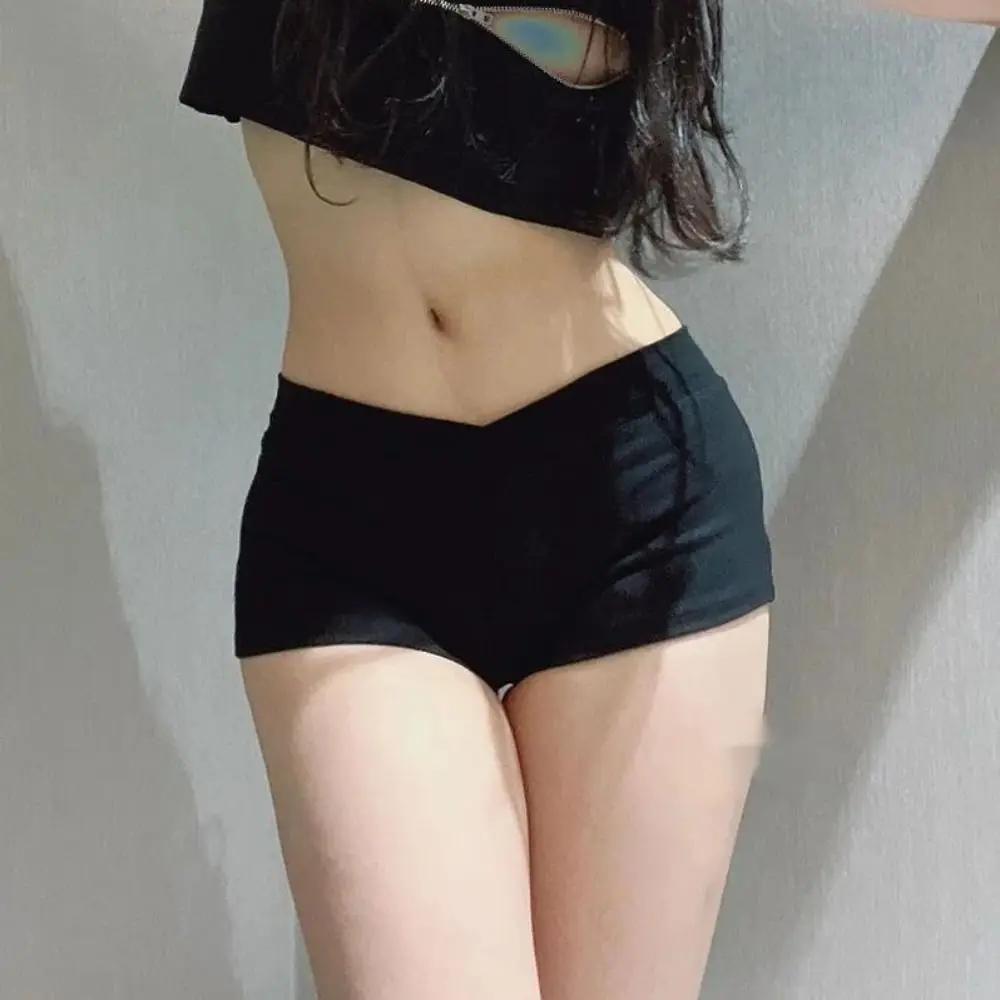 Short de sport ultra court, noir, pantalon de ballet, serré, taille basse, simple, décontracté, fitn