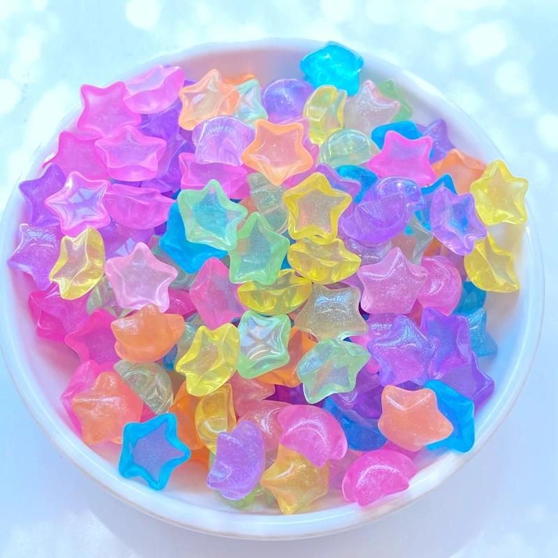 30 pièces nouveau mignon Mini 11mm étoiles brillantes résine Figurine artisanat Flatback Cabochon or