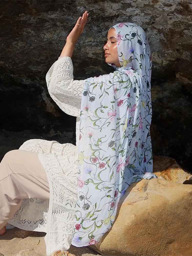 Bohème cerf imprimé Hijabs femmes aquarelle châle doux musulman Hijabs Modal coton léger enveloppeme