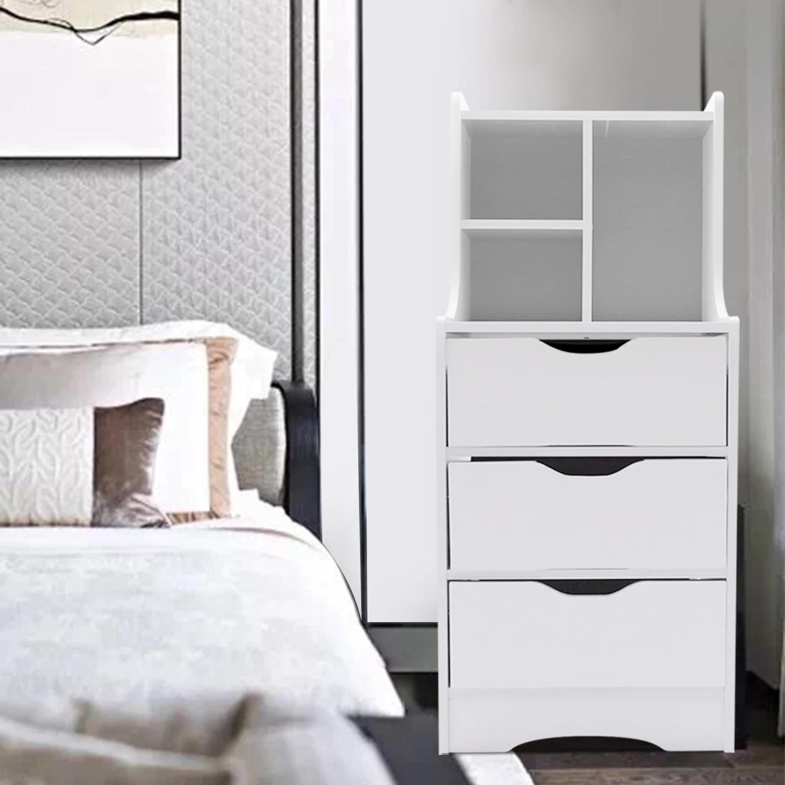 CNCEST-Table d'appoint blanche pour chambre à coucher, table de chevet moderne avec 3 égouts de prox