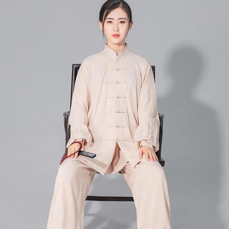 Costume Tai Chi en coton doux pour hommes et femmes, uniforme d'arts martiaux Kung Fu Wushu, veste e
