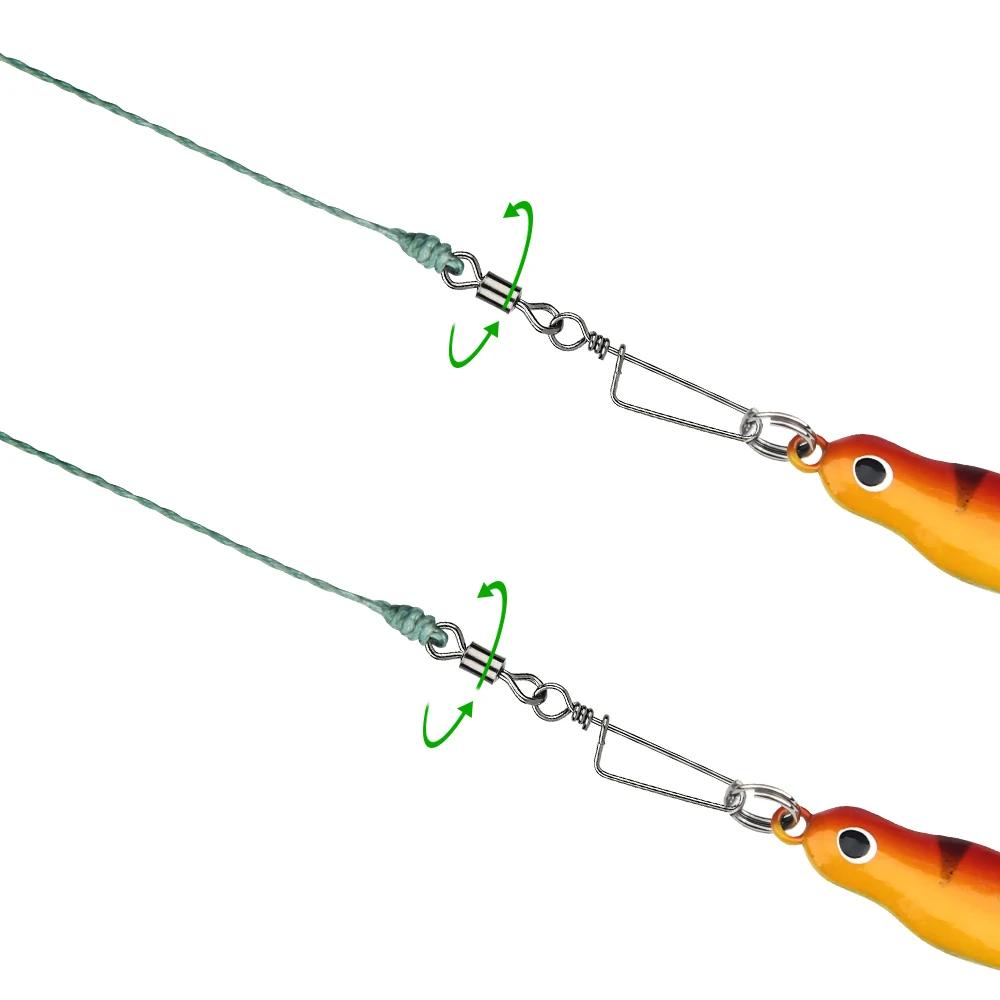 DNDYUJU 50pcs roulement de pêche émerillons anneau solide Interlock Snap pour hameçon leurre connect
