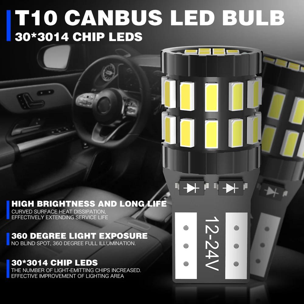 10pcs T10 W5W LED des ampoules 194 168 LED lecture intérieure de voiture feux de stationnement pour 