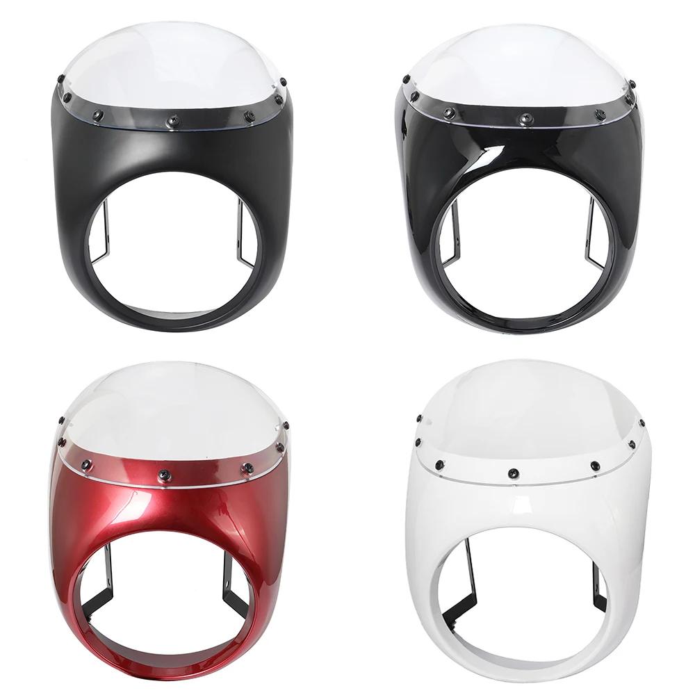 Pare-brise de carénage de phare avant de moto rouge/blanc pour café Racer Honda universel 7 pouces/1