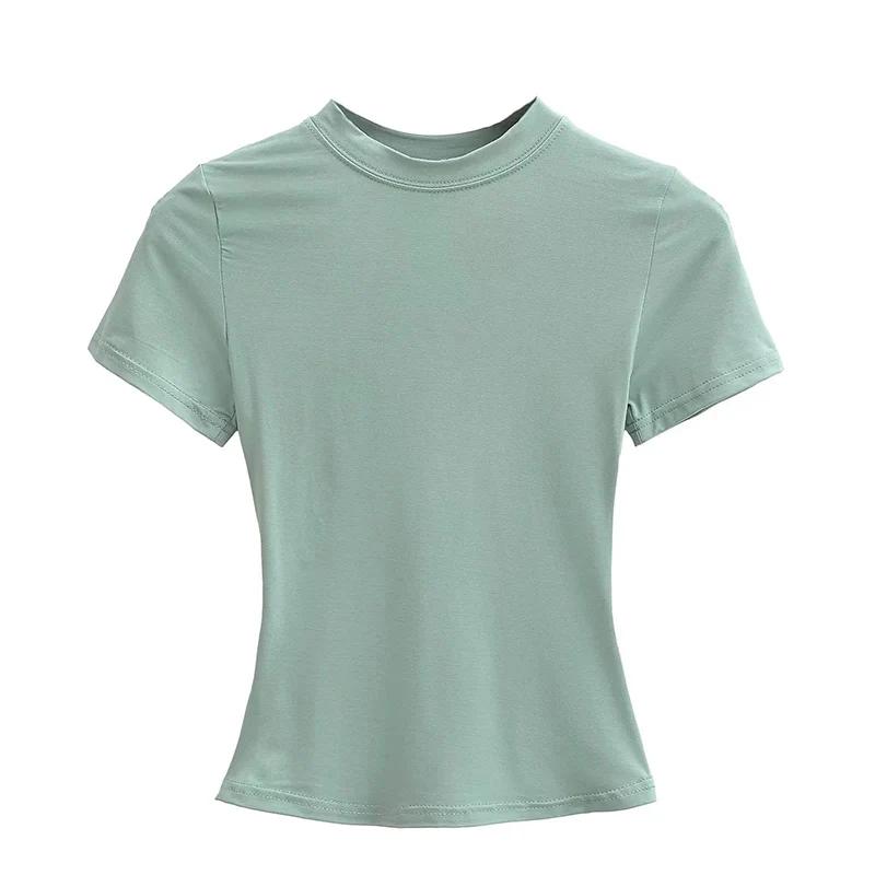 T-shirt Manches Courtes pour Femme, Décontracté, Sexy, Slim, Tendance, Solide, de Haute Qualité, Y2K