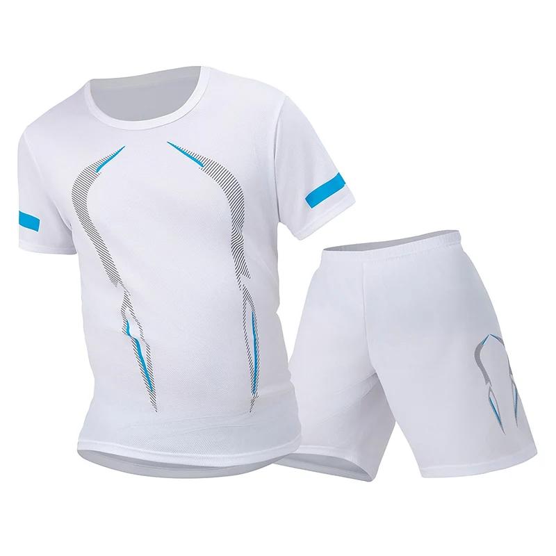 Combinaison de sport en maille respirante à séchage rapide pour hommes, 2 pièces, ample, grande tail