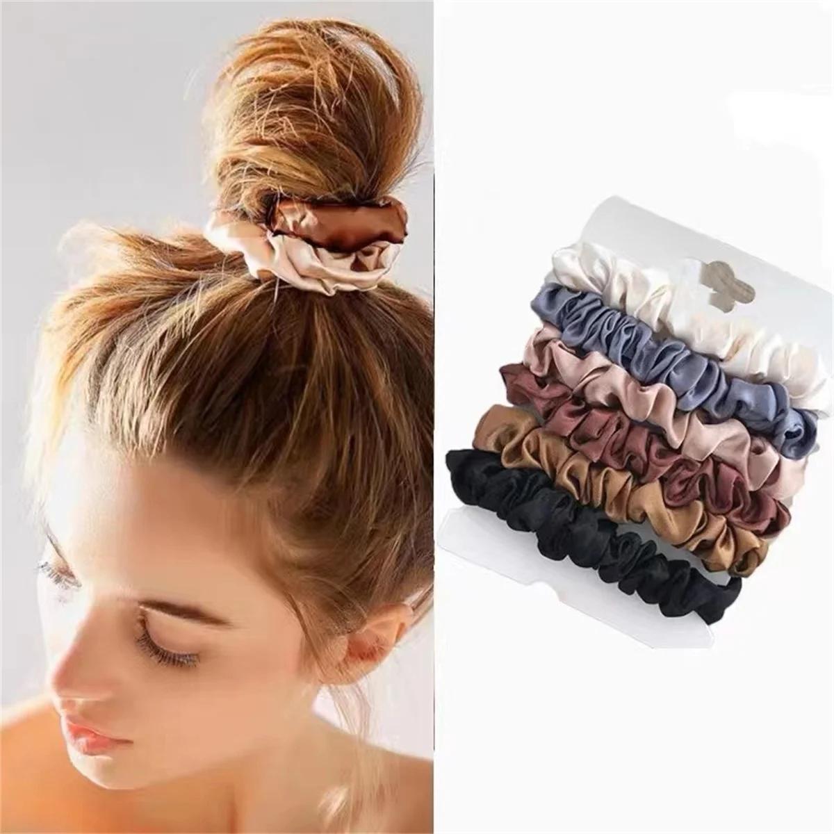 Chouchous en Satin pour femmes, 6 pièces, plus doux que les chouchous en soie pour cheveux |   Chouc